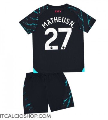 Manchester City Matheus Nunes #27 Terza Maglia Bambino 2023-24 Manica Corta (+ Pantaloni corti)